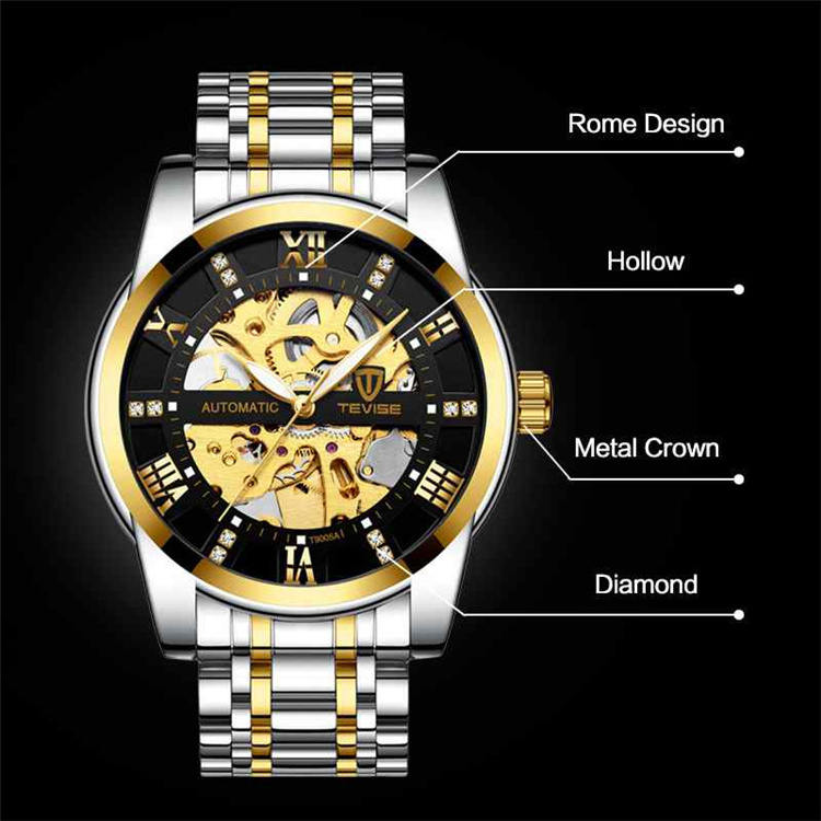 Top Brand fashion TEVISE 9005 A Mens Self Wind Wristwatch Man Mechanical Watches Automatic Watch Male Clock Relogio Masculino