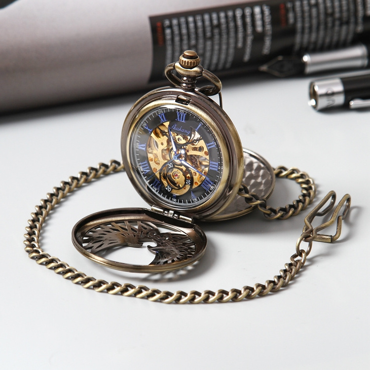 GOHUOS Luxury hand winding mechanical pocket watches for men private label mechanical watch