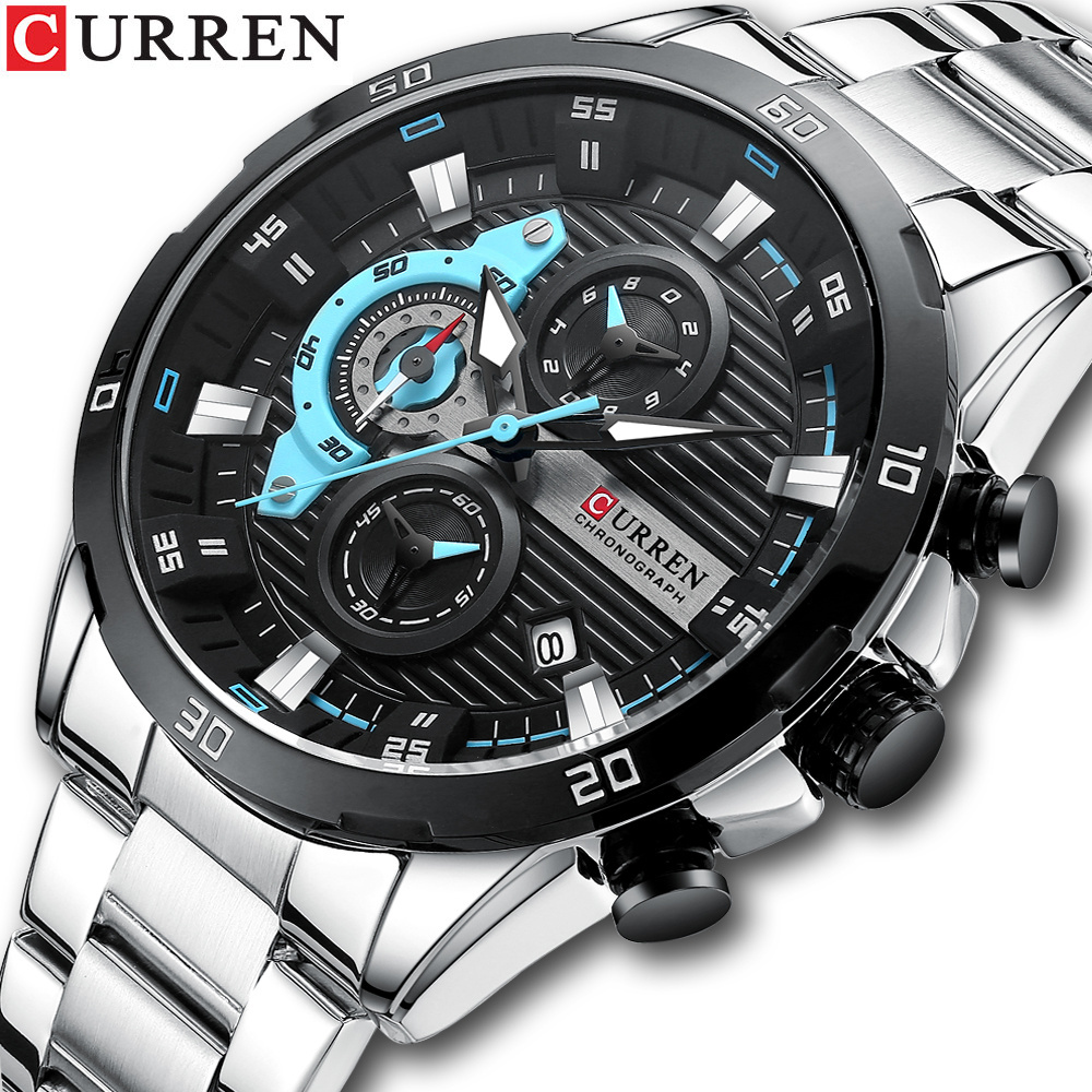 CURREN 8402 Men Quartz Watches New Model Fashion Luxury Brand Stainless Steel Strap Men Wrist Watch