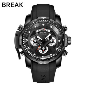 BREAK 5601 Men'S Fashion Casual Silicone Quartz Auto Date Luminous Pointer Watch