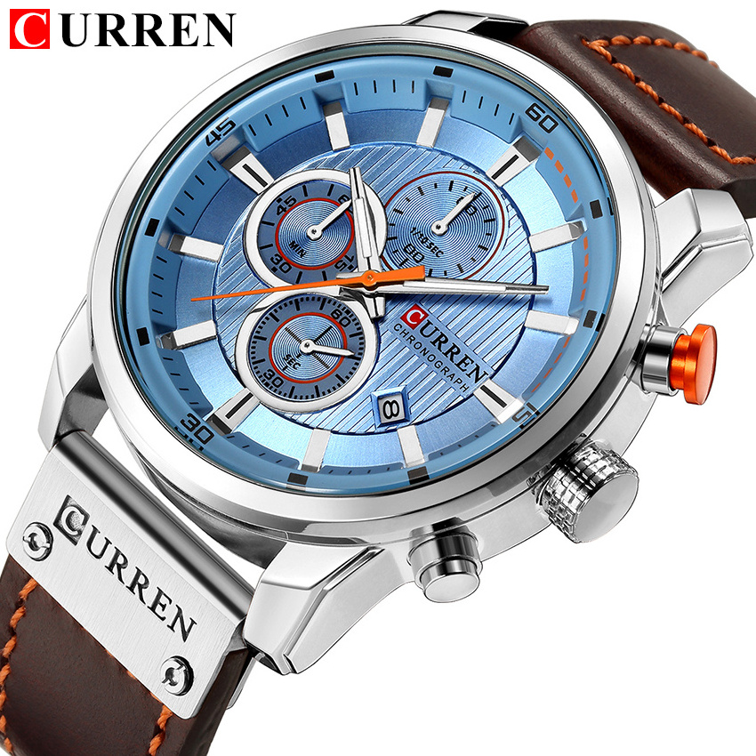 CURREN 8291 Men's Watches Quartz Movement Fashion&Casual Auto Date Leather Band Watches