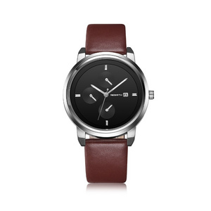 REBIRTH RE023 Simple Disk Design Women Watch Leather Strap Watches For Women Analog Quartz Watches