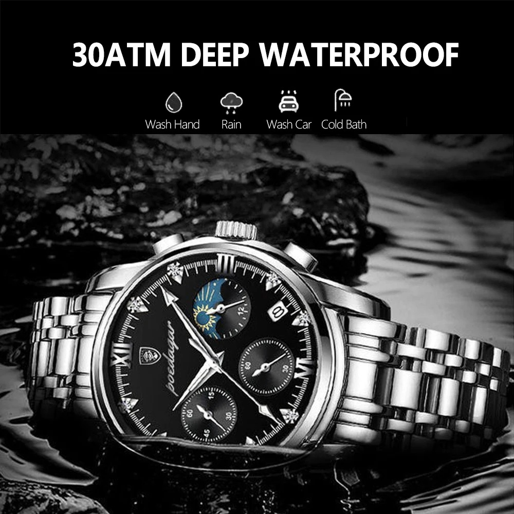 POEDAGAR 806 Sports Watches Male Wrist Watch Top Brand Luxury Chronograph Quartz Watch Men Clock relogio masculino