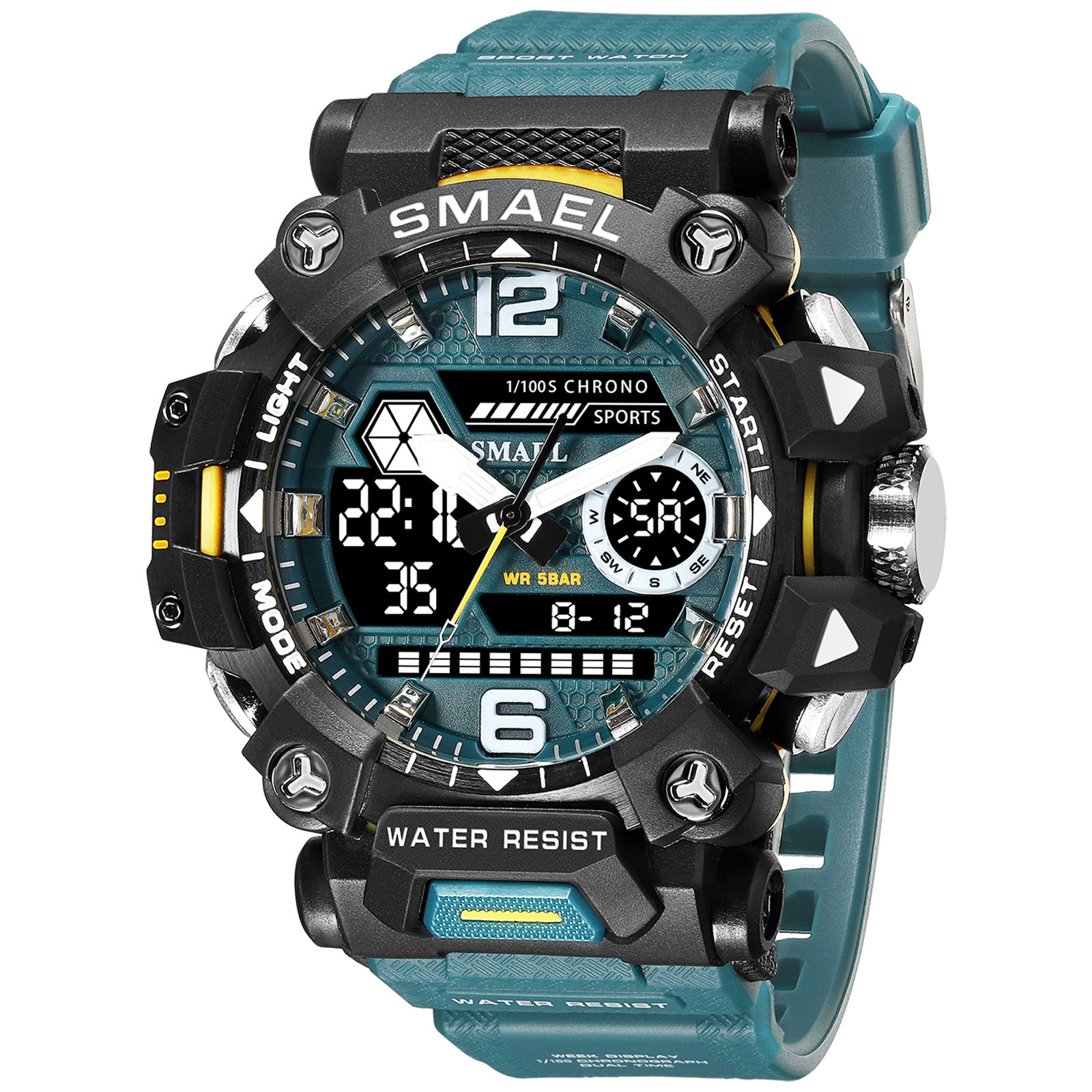 Smael 8072 2023 New Tactical Men's Alloy Gift Style Watch With Nightlight Waterproof Outdoor Electronic Sport Watches