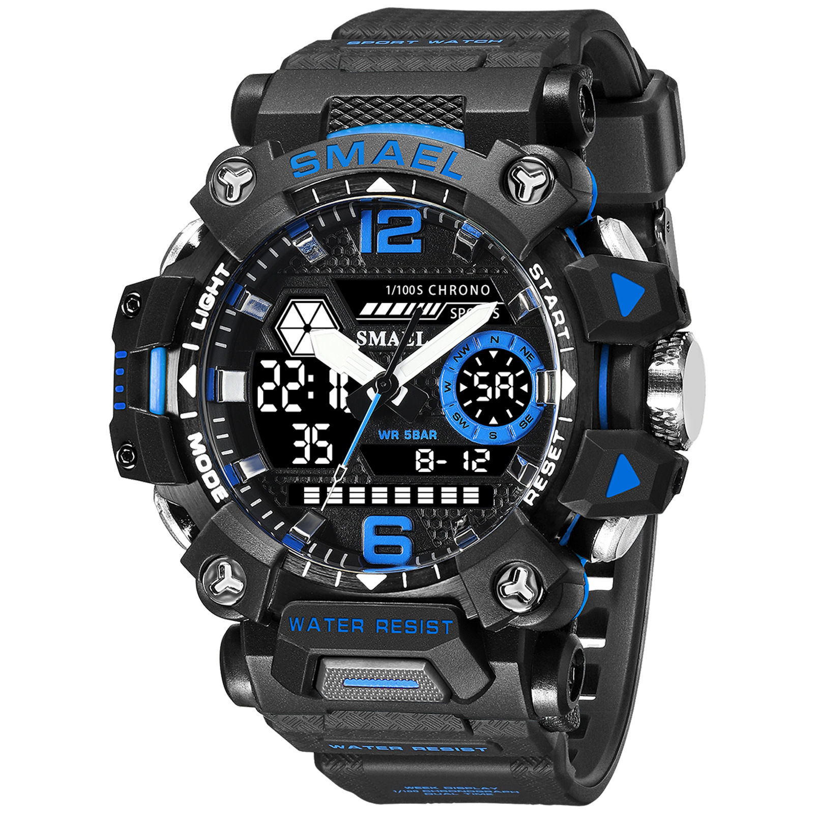 Smael 8072 2023 New Tactical Men's Alloy Gift Style Watch With Nightlight Waterproof Outdoor Electronic Sport Watches