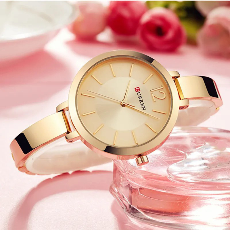 CURREN 9012 Fashion Gold Women Watches Stainless Steel Ultra thin Quartz Watch Woman Montre Femme Romantic Clock Women's Watches