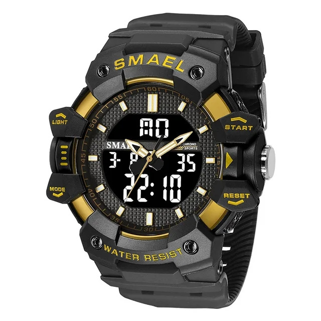 Smael 8080 Brand Shock Resistant Sports Watch Men Waterproof Dual Time ANALOG-DIGITAL Analog Digital LED High Quality Watch