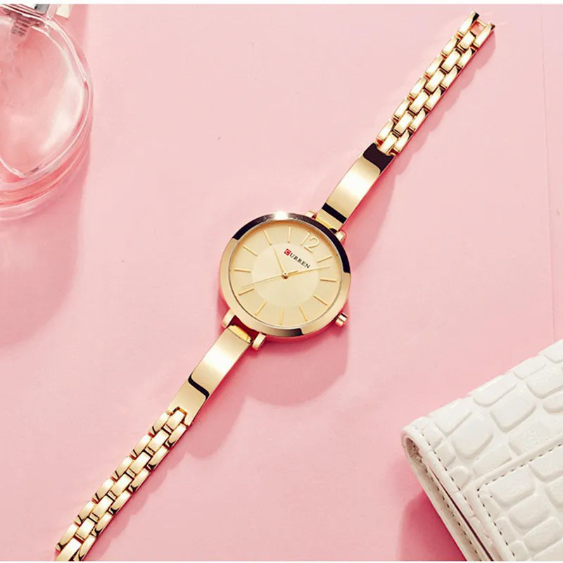 CURREN 9012 Fashion Gold Women Watches Stainless Steel Ultra thin Quartz Watch Woman Montre Femme Romantic Clock Women's Watches