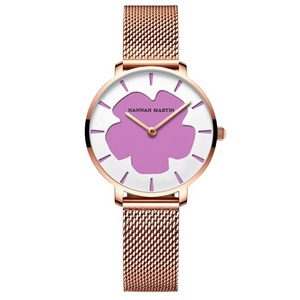 Hannah Martin 1333 hottest trending design 2020 girls watches lucky four leaf clover changing color watch for ladies