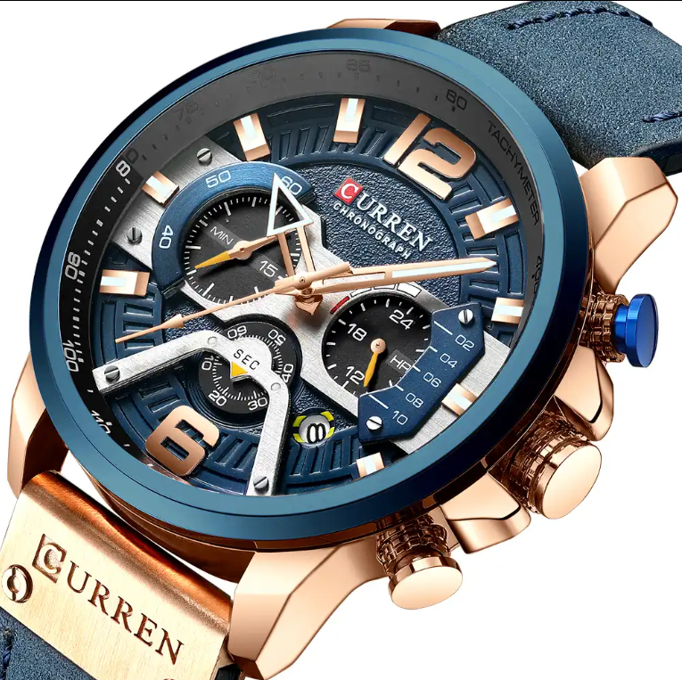 CURREN 8329 Casual Sport Chronograph Black Wrist Watches Luxury Quartz Leather Waterproof Wristwatches Relogio Masculino For Men