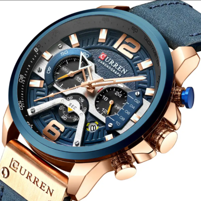 CURREN 8329 Casual Sport Chronograph Black Wrist Watches Luxury Quartz Leather Waterproof Wristwatches Relogio Masculino For Men