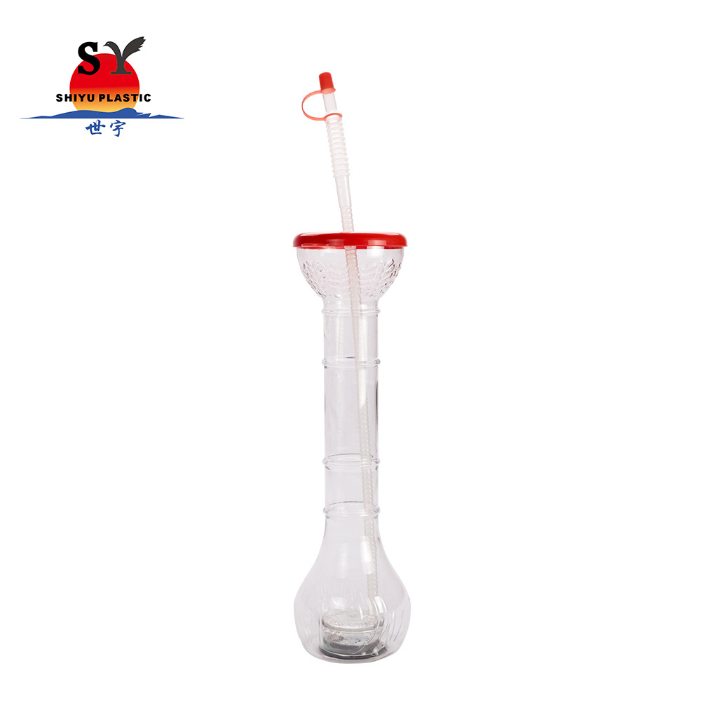 Smart design 780ml glass beer slushy maker custom party slush drinking plastic yard cup with straw