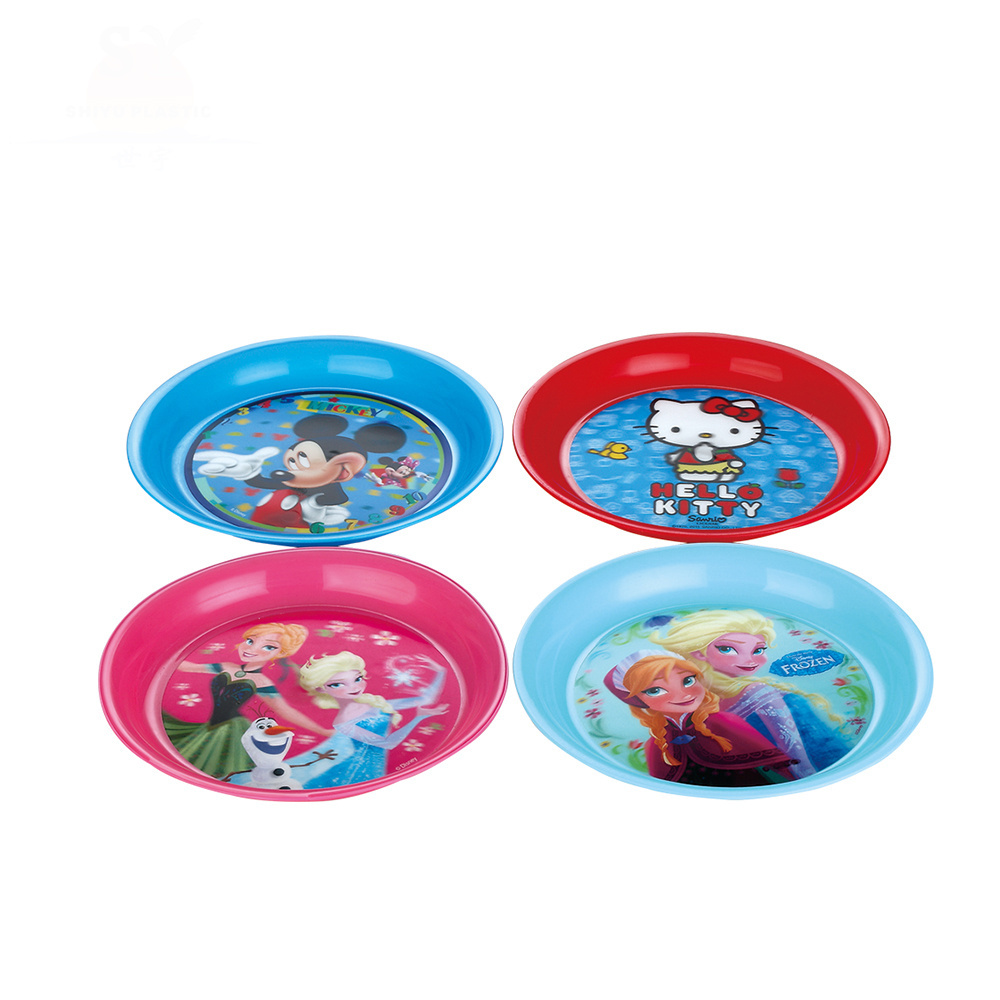 Chinese professional SY821 wholesale portable 3d lenticular plastic cartoon plate snack serving dish