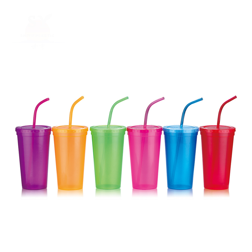 Wholesale SY709C 720ml Reusable Food Grade PP Plastic Freezer Tumbler with Lid Straw Customizable Colorful for Beer Drinking