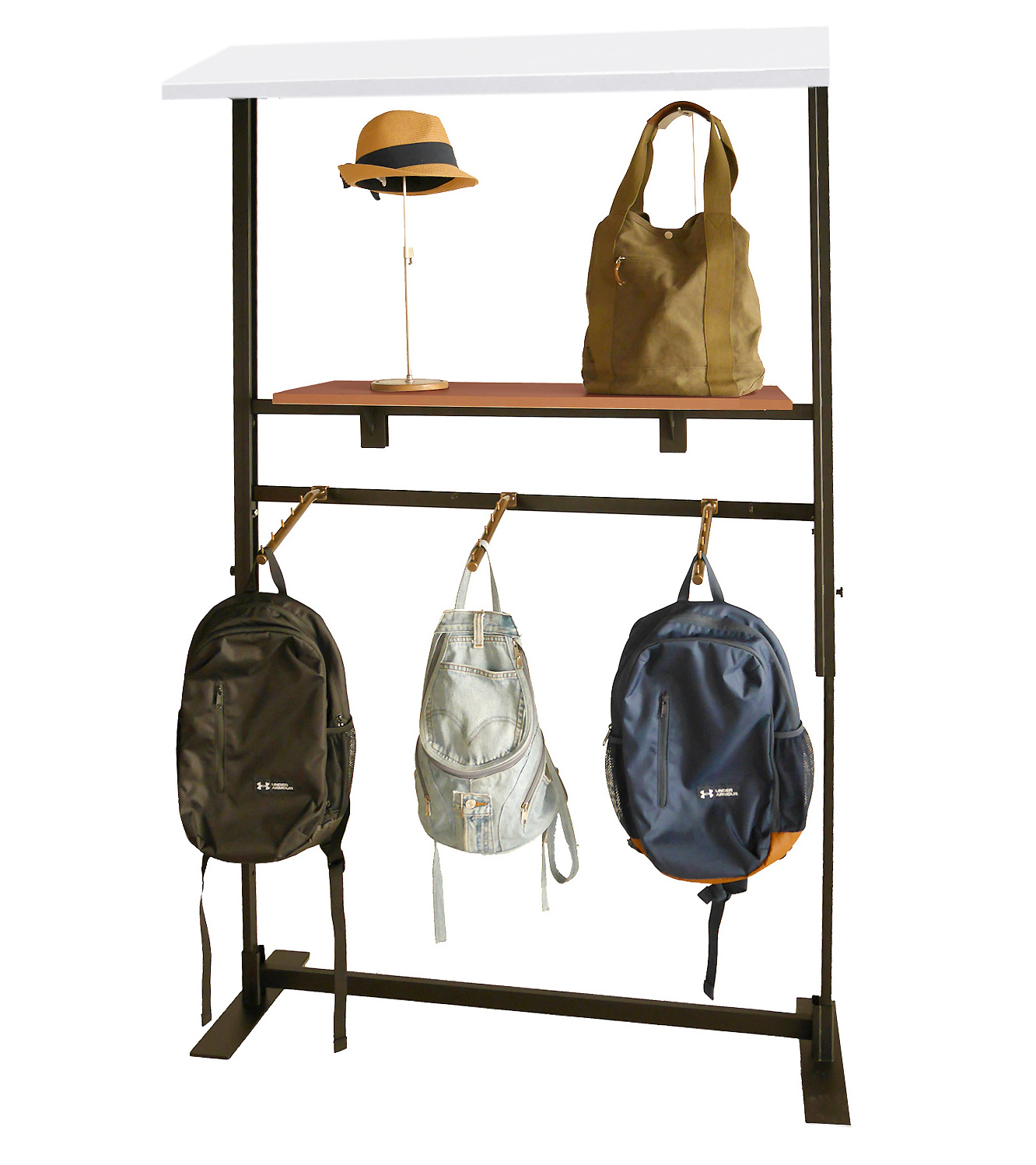 Rustic Brawn Newly Design Retail Round Store Display Bags Clothes Rack Clothing Store