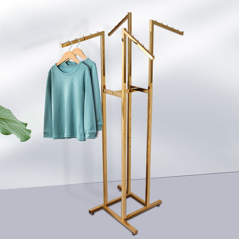 Metal Garment Gold Clothing Display Rack