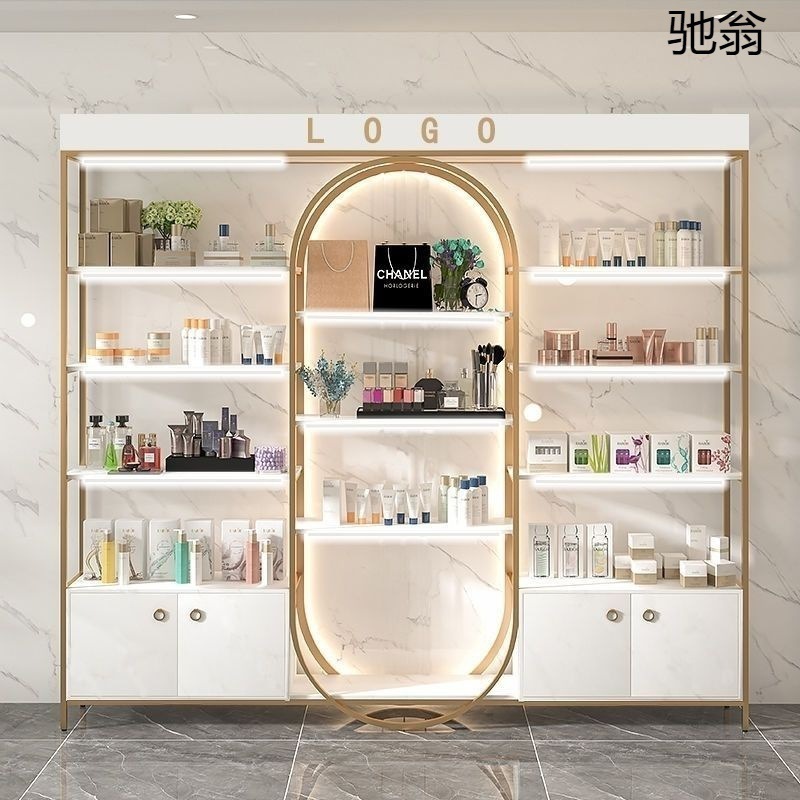 Custom Cosmetic Shelves Display Cabinet Stand And Makeup Display Wall Showcase For Retail Makeup Store