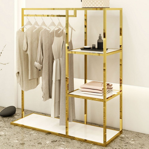 Boutique Stainless steel Gold T shirt Clothes Clothing Store Stand Rack Display