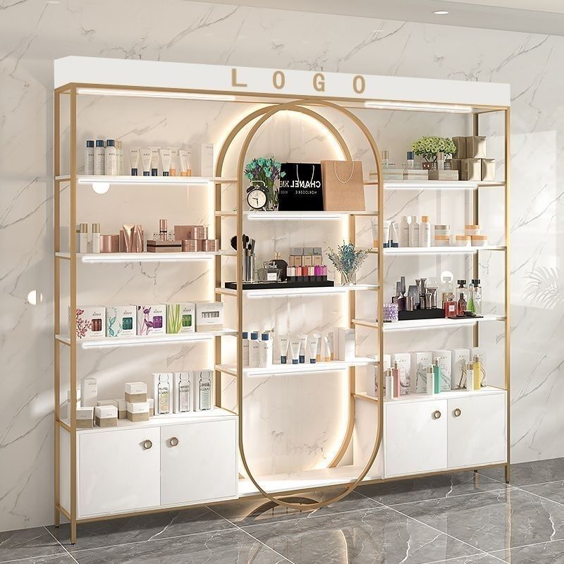 Custom Cosmetic Shelves Display Cabinet Stand And Makeup Display Wall Showcase For Retail Makeup Store