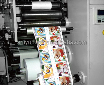 Automatic 5 6 color paper cup box label printer roll to roll uv plastic film bag flexo printing machine