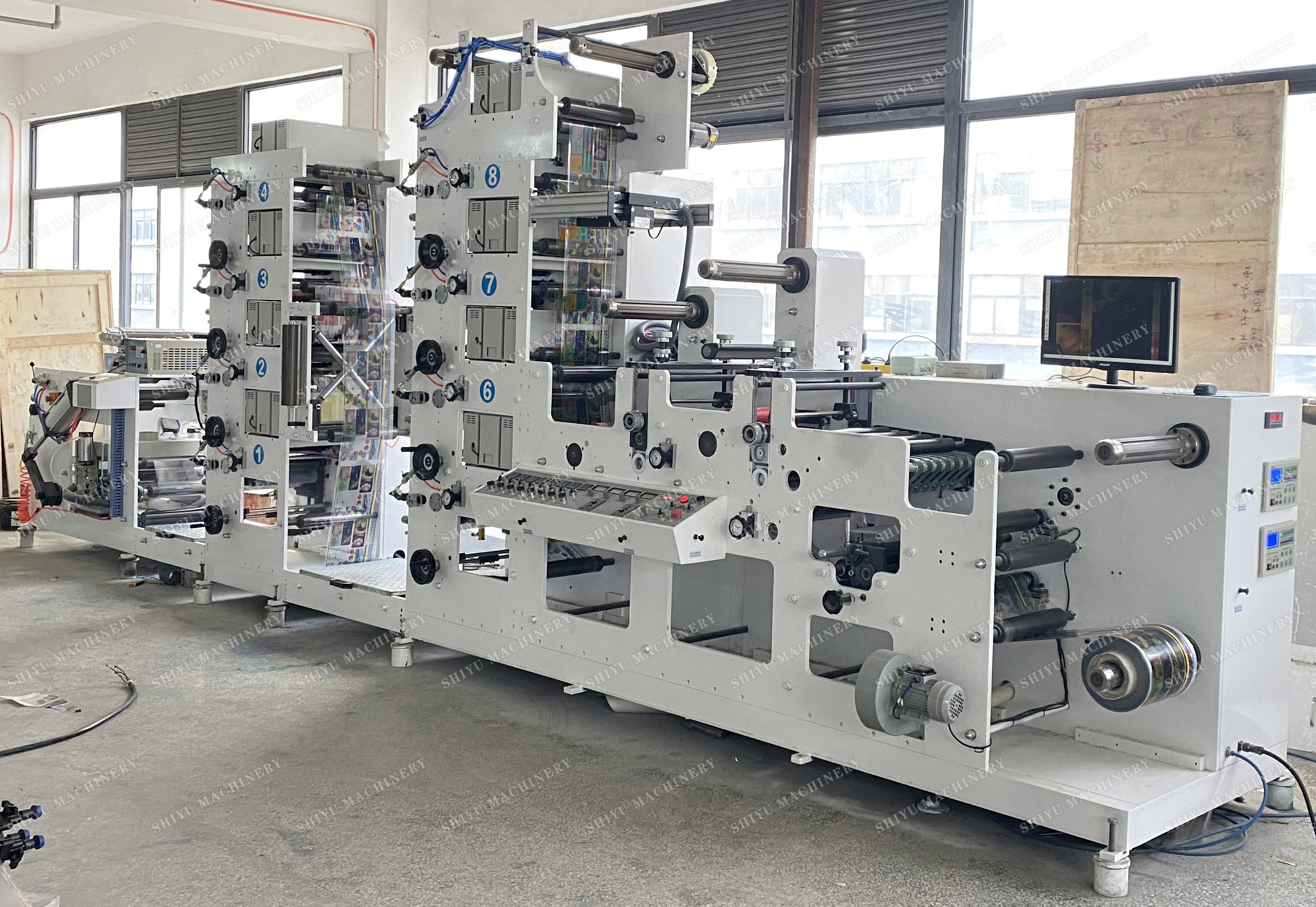 HDPE HDPP polyethylene film flexographic printing machine, paper napkin reel roll flexo printer machinery