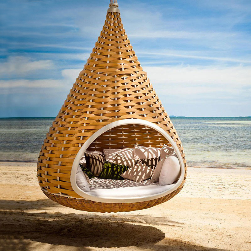 Out door hanging nestrest swing/Hotel beach outdoor rattan swing chair/Nordic weaving balcony hanging basket leisure