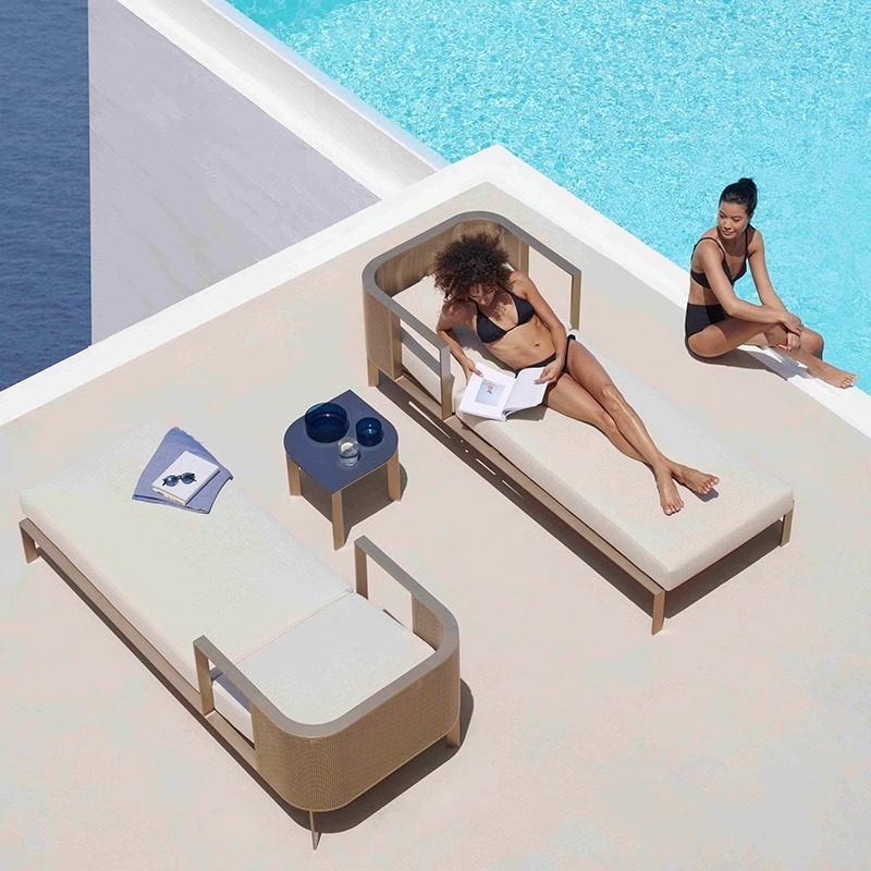 Outdoor Loungers Patio  Large Round Bed Outdoor Balcony Pool Lazy Beach Lounger Swimming pool furniture