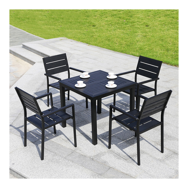 Modern Outdoor Patio Garden Set Courtyard Balcony Table Chair Sets Aluminum Frame Plastic Wood Coffee Dining Table Set