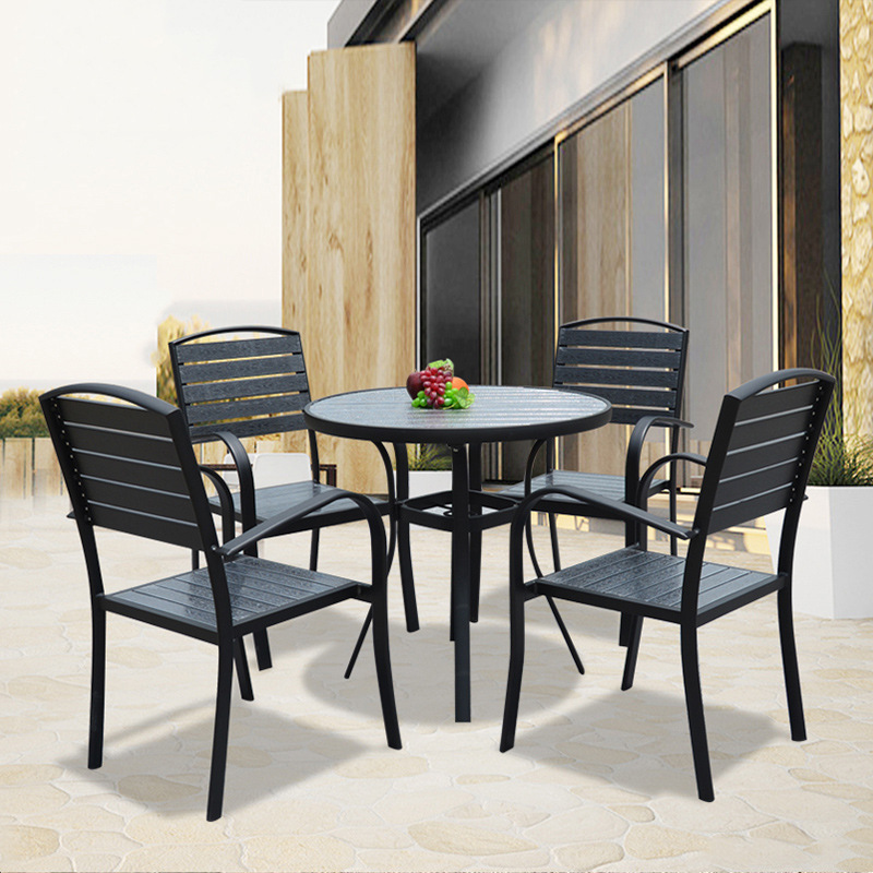 Modern Outdoor Patio Garden Set Courtyard Balcony Table Chair Sets Aluminum Frame Plastic Wood Coffee Dining Table Set