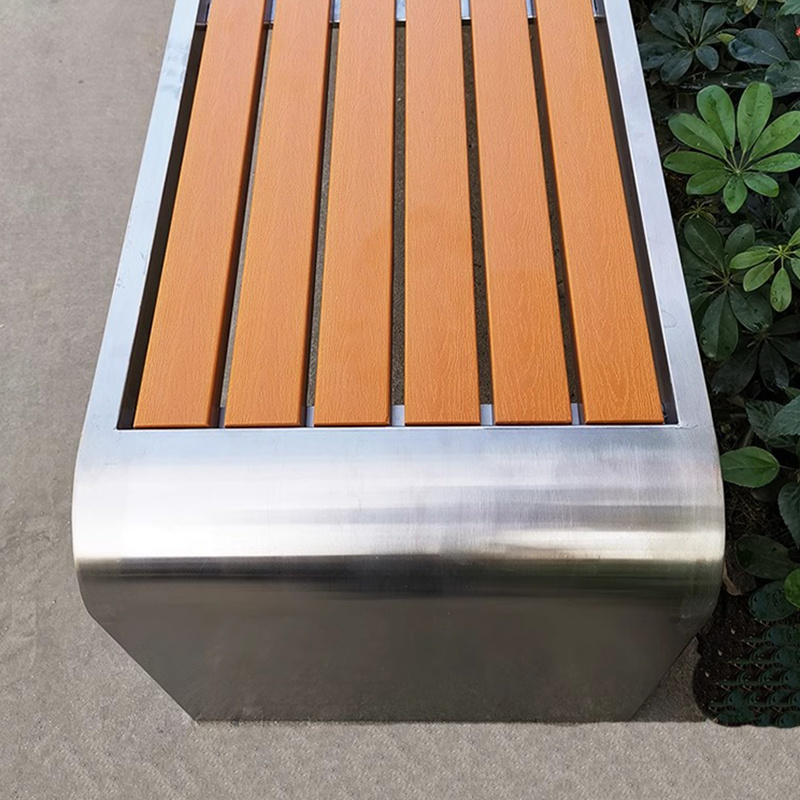 Public Park Cast Aluminum Recycled Plastic Wood Long Bench Seat Outdoor Furniture Seating Bench Outside Garden Patio Bench Chair