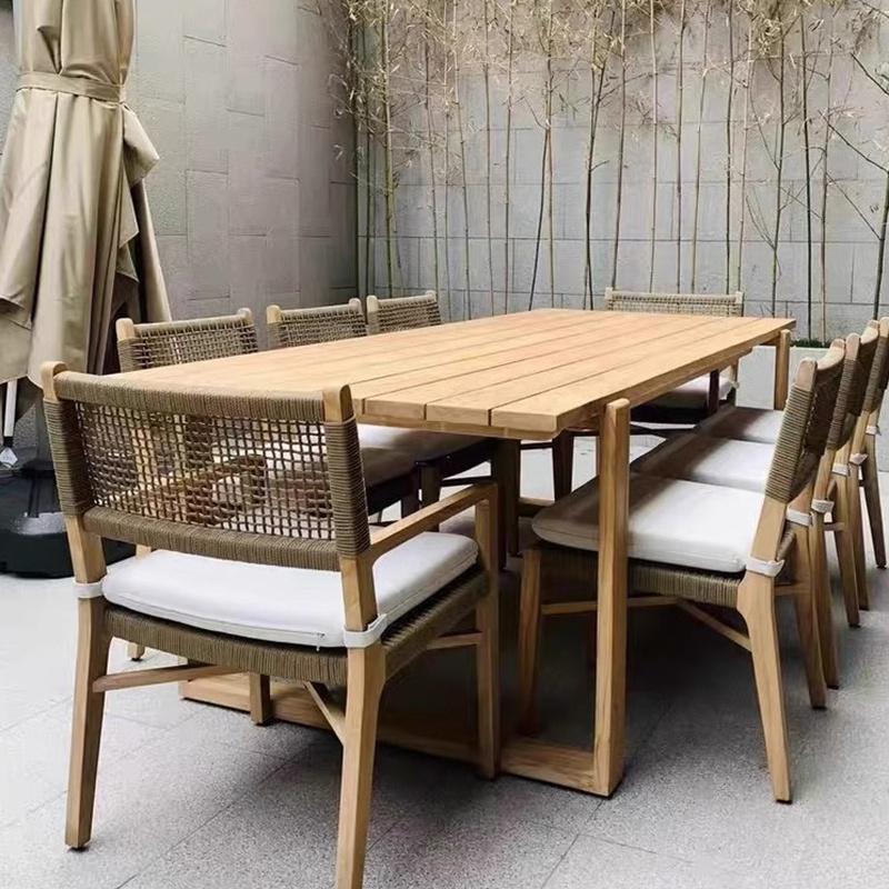 Premium Outdoor Dining Set Patio Table and Chairs with Weatherproof Teak Wood Ideal for Courtyard Villa Hotel and Vacation Home