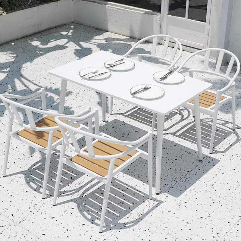 Wholesale Outdoor Hotel Furniture Table Set Garden Modern Patio Furniture Aluminum Outdoor Dining Table Patio Chair Set