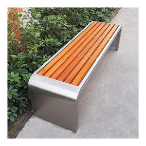 Public Park Cast Aluminum Recycled Plastic Wood Long Bench Seat Outdoor Furniture Seating Bench Outside Garden Patio Bench Chair