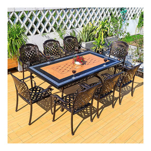 Luxury Cast Aluminum Patio Furniture Sets With Fire Pit Outdoor Bbq Restaurant Table And Chairs