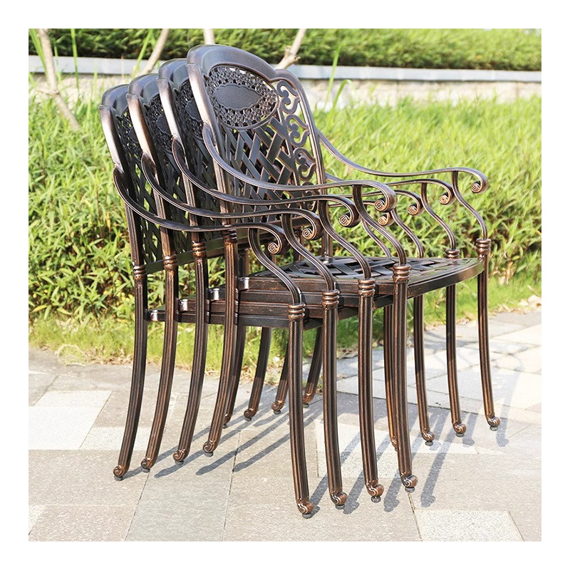 Multifunctional luxury outdoor furniture die casting aluminum bbq table and chairs in Restaurant hotel