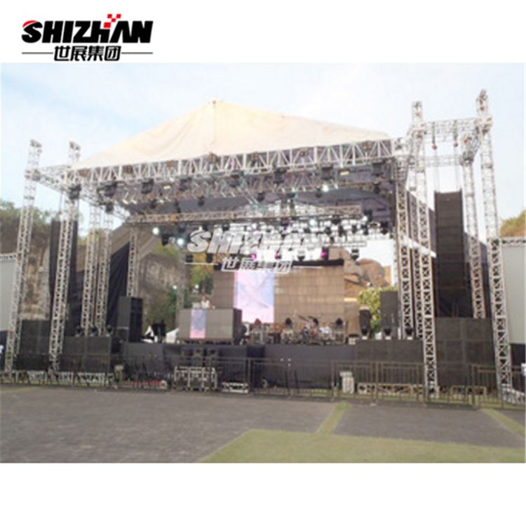 Stage truss roof system with truss lifting system canopy for event