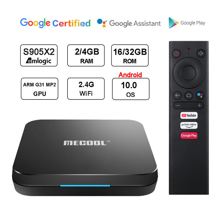 Shizhou Tech mecool km9 pro classic google android 9.0 tv box Amlogic S905X2 Quad Core with bt voice remote control