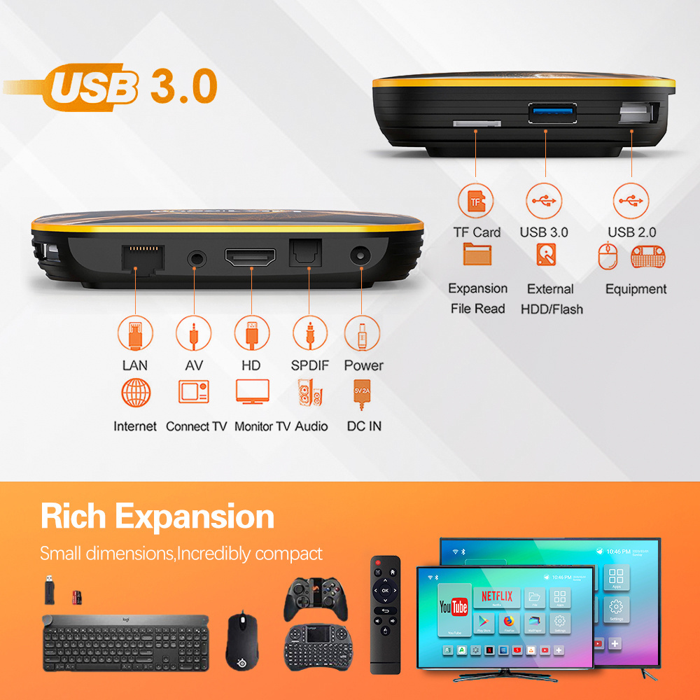 Shizhou Tech Wholesale Popular High Quality OTT BOX HK1 RBOX RK3318 HK1 R1 4K STB Smart Media Player Dual WIFI Android 10 TV Box