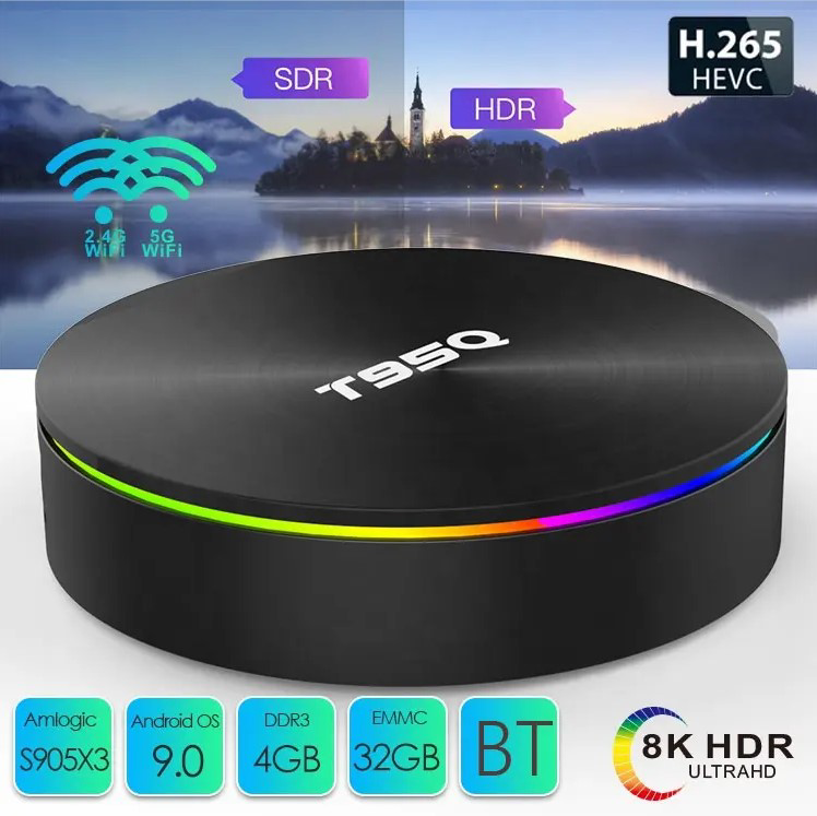 Shizhou Tech T95Q Amlogic S905X3 Smart Dual Band Wifi BT 4GB 32GB Tv Box Decode 8K 5G wifi BT 4/32GB Android 9 Tv Box