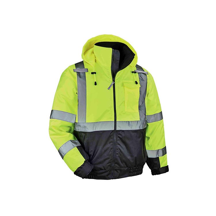 Jessubond Reflective Safety Clothing Insulated Men's Jacket Winter Waterproof Work Wear Hi Vis Reflective Hoodie