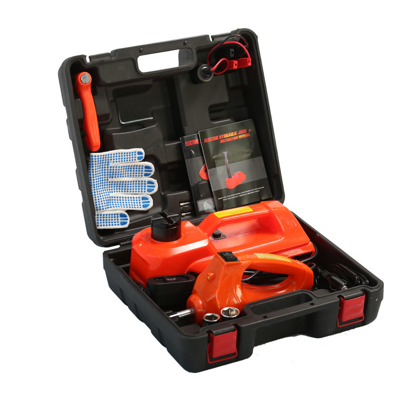 Car Tire Change Tool Kit With Warning Triangle Box 12V DC Power 5 Tons Electric Hydraulic Car Jack