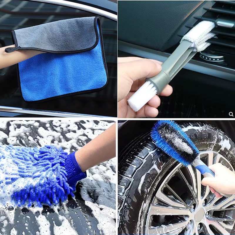 Wheel Washing Rim Cleaning Brush Kit Tire Long Distance Rotary Wheel Washing Brush Set Cleaning Detail Brush