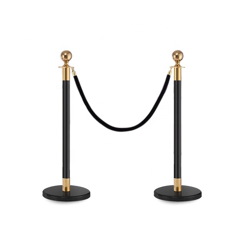 Jessubond Traffic Crowd Control Walkway Black Gold Queue Bollard Red Carpet Velvet Rope Poles Stands Post Barrier Stanchion