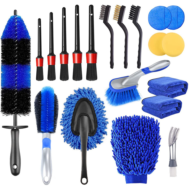 Wheel Washing Rim Cleaning Brush Kit Tire Long Distance Rotary Wheel Washing Brush Set Cleaning Detail Brush