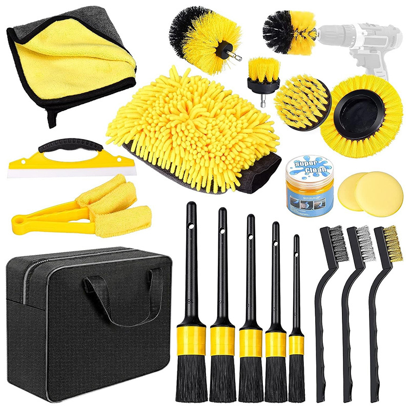 Car Detail Brush Drill Cleaning Brush Set 20 Piece Car Cleaning Tool Set