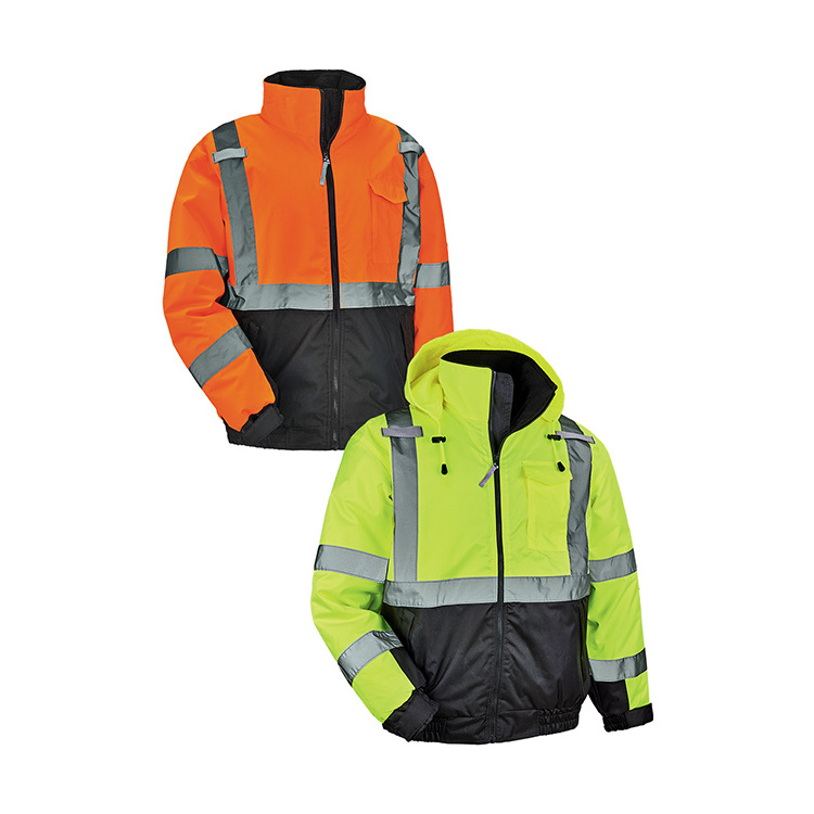 Jessubond Reflective Safety Clothing Insulated Men's Jacket Winter Waterproof Work Wear Hi Vis Reflective Hoodie