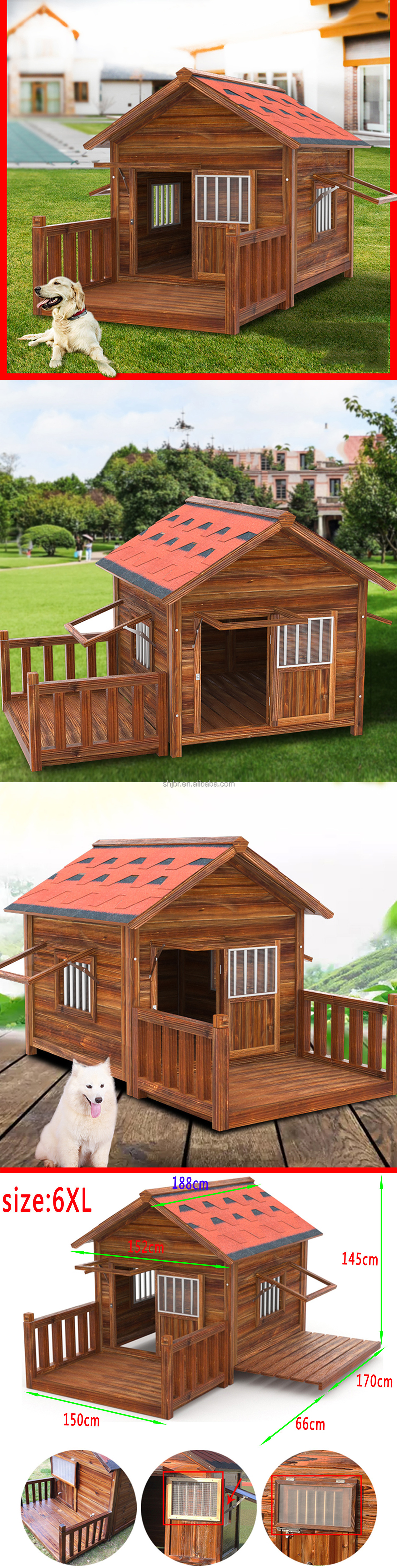 wholesale outdoor solid wood dog house pet dog cage wooden puppy nest 4 seasons universal Dog Cage Kennel