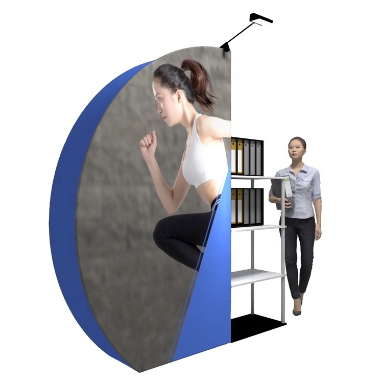 Economical Custom Design Trade Show 3D Moon Back Walls Tension Frame tension fabric display rack