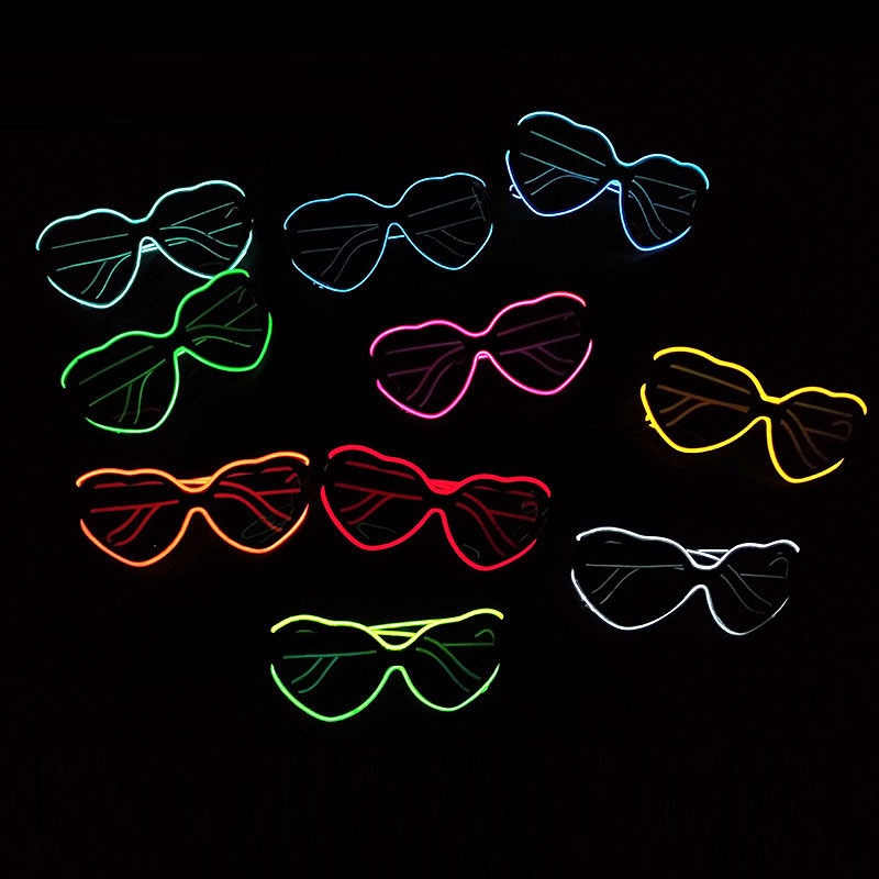 2020 new arrivals Fashion heart shaped EL wire LED glasses grow sunglasses party favor gift lighting women men sunglasses 2019