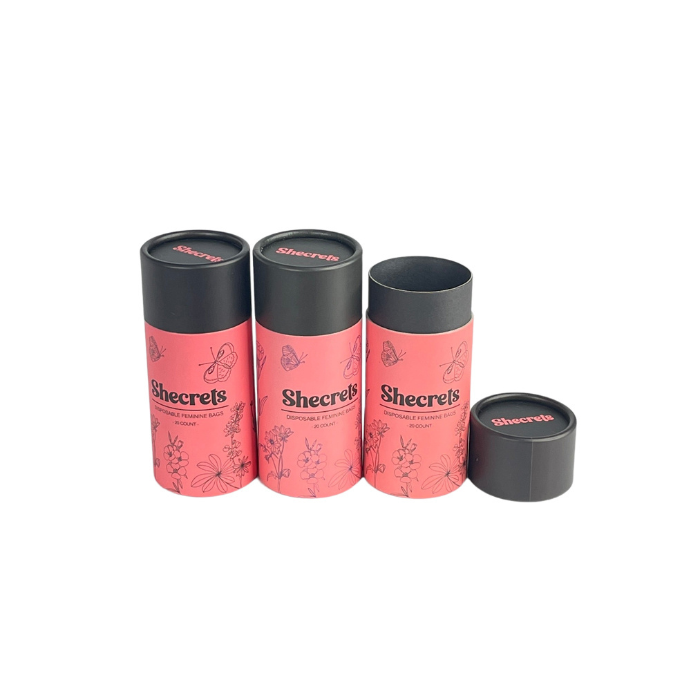 nice shipping grade paper custom round packaging cylindrical paper can for food candle box black printed 50ml cardboard tube